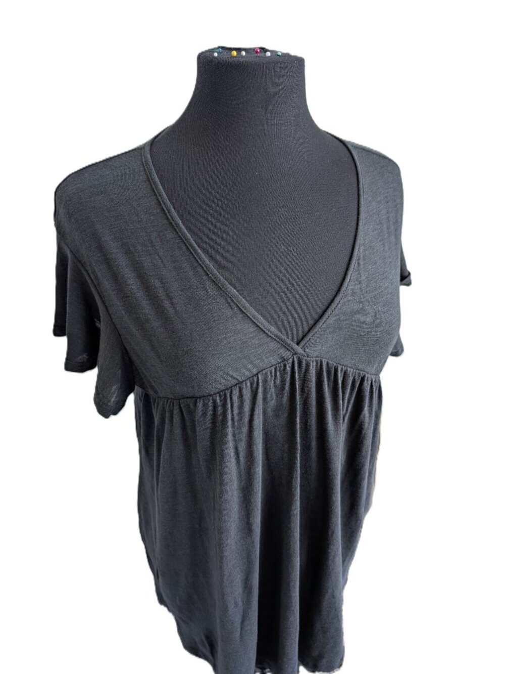 Black Babydoll Flutter Sleeve Top, Empire Waist | Large
